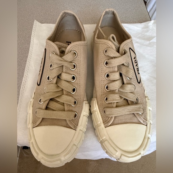 Prada Shoes - Prada Canvas Sneakers, 36.5, Tan, Women’s